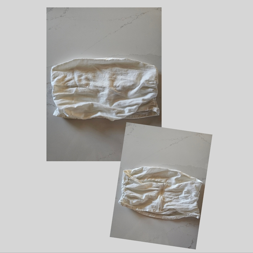 Belgian Tube Top, zipper and hook in back.     Color: Off-White